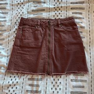 Free People Red Denim Skirt